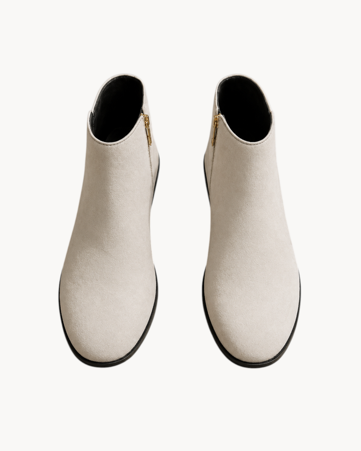 Sailuc ankle-height boots in off-white technical suede with a matte finish, clean upper, and side zipper detail.